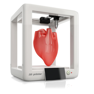 Image of 3D printer producing a heart - Example of types of patent-able subject matter