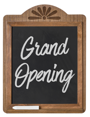 Grand Opening written on Chalkboard